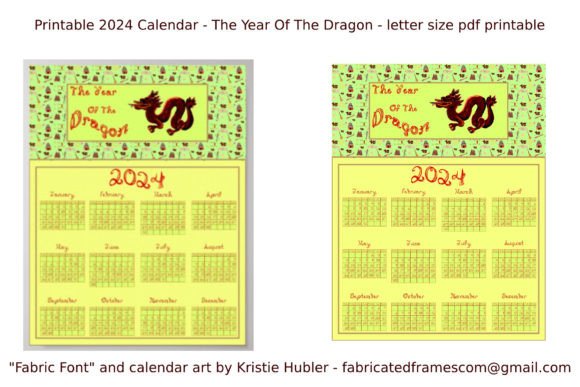 Download 2024 Calendar Year of Dragon Printable - Printable Collection