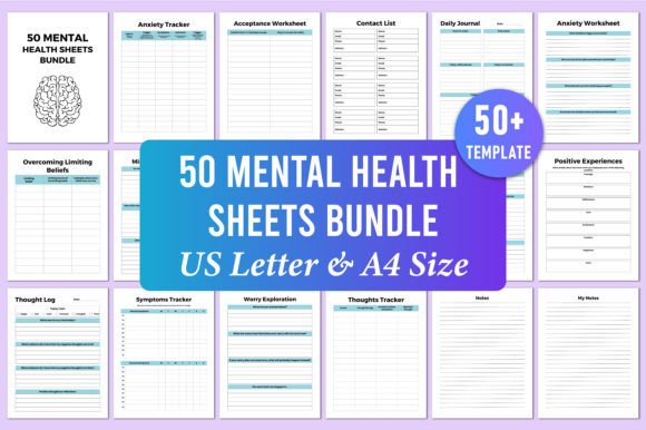 Download Editable 50 Mental Health Sheets Bundle - Bundle Collection