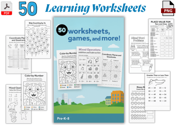 Download 50 Worksheets Bundle for Kids - Bundle Collection