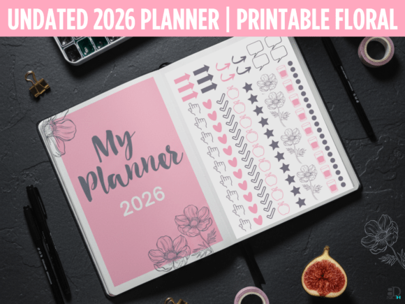 Download Undated 2026 Planner | Printable Floral - Printable Collection