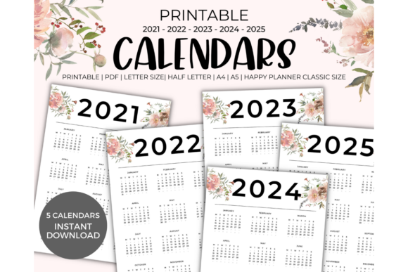 Download 2021-2025 Calendars Printable - Printable Collection