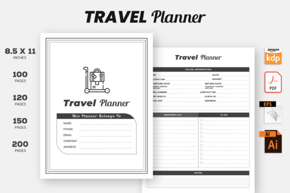 Download Travel Planner KDP Interior Printable - Printable Collection