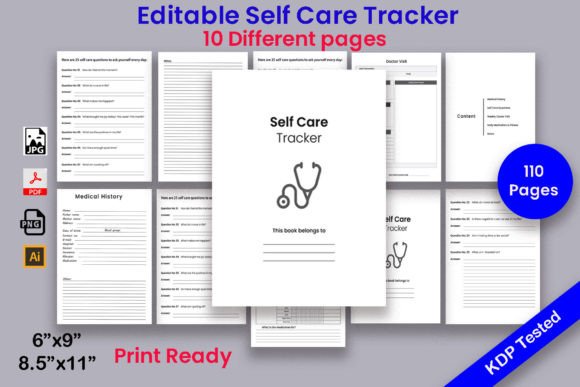Download Self Care Tracker KDP Interior Printable - Printable Collection