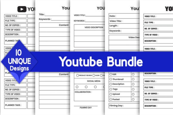 Download Youtube Log Book Bundle | KDP Interior - Bundle Collection